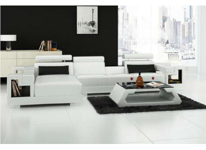 Canapé d'angle en cuir luxueux Ensemble de canapé d'angle + table basse en tissu 2 pièces.ensemble de canapé